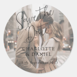 Modern, Minimal, Typography, 1 Photo Runder Aufkleber