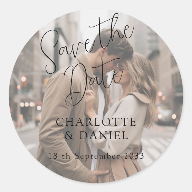 Modern, Minimal, Typography, 1 Photo Runder Aufkleber (Vorderseite)