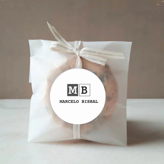 Modern Minimal Typography White Paper Square Runder Aufkleber (Von Creator hochgeladen)