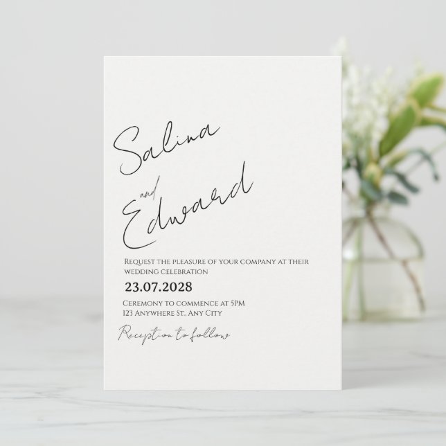 Modern Minimal Wedding Invitation (Debout devant)