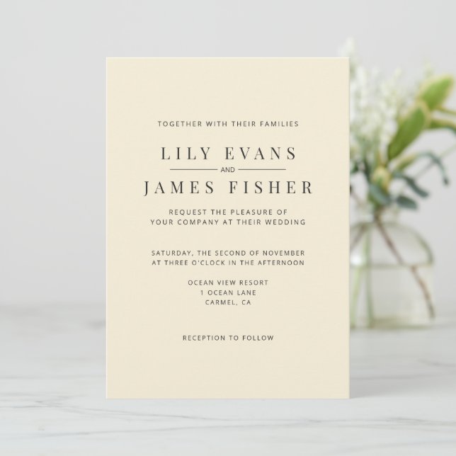 Modern Minimal Wedding Invitation Einladung (Stehend Vorderseite)