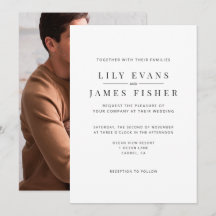 Modern Minimal Wedding Invitation Photo on Back