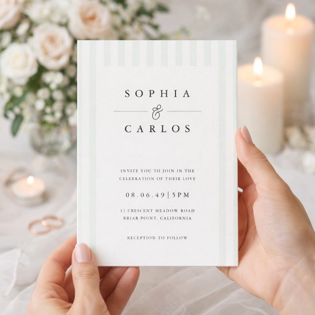 Modern Minimal Wedding Invitation with  Stripe Einladung (Von Creator hochgeladen)