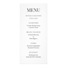 Modern Minimal Wedding Menu Werbekarte