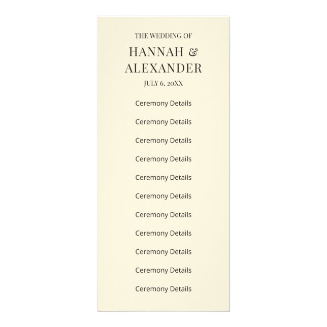 Modern Minimal Wedding Program Werbekarte (Vorne)