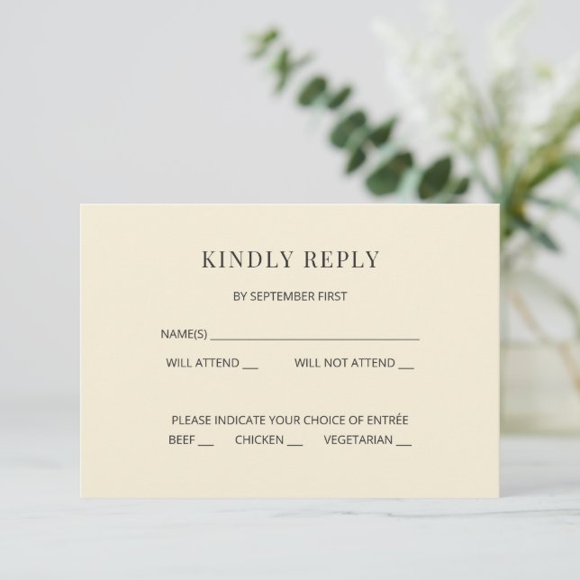 Modern Minimal Wedding RSVP Card Einladung (Stehend Vorderseite)
