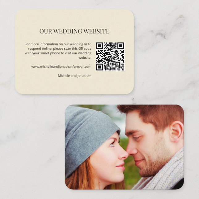 Modern Minimal Wedding Website QR Code Insert Card (Vorne/Hinten)