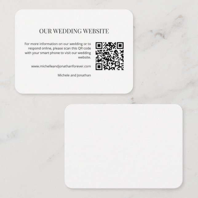 Modern Minimal Wedding Website QR Code Insert Card (Vorne/Hinten)