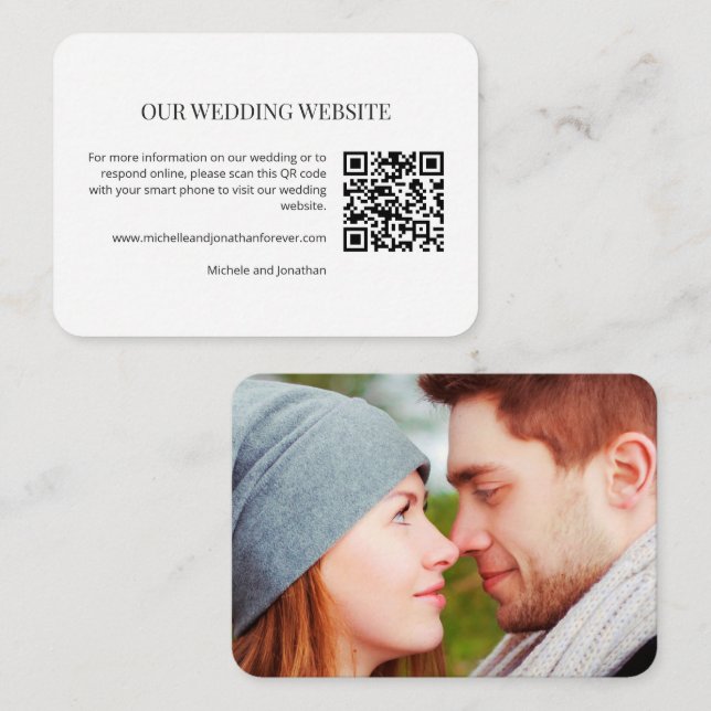 Modern Minimal Wedding Website QR Code Insert Card (Vorne/Hinten)