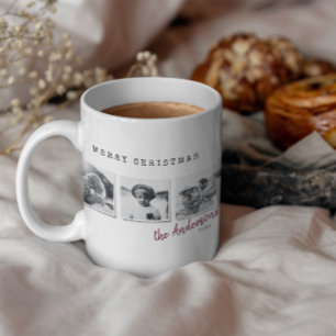 Modern minimal Weihnachten mit Foto bordeauxrot Kaffeetasse