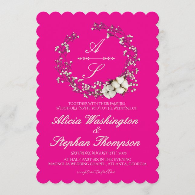 Modern Minimal Winter Floral Wedding Einladung (Vorderseite)