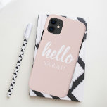 Modern minimale Pastel Pink Hallo und Sie nennen Case-Mate iPhone Hülle<br><div class="desc">Modern minimale Pastel Pink Hallo und Sie nennen</div>