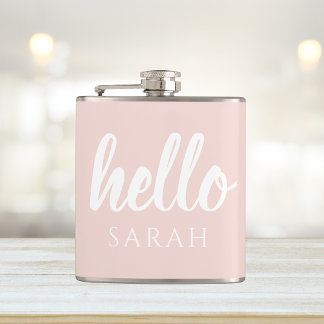 Modern minimale Pastel Pink Hallo und Sie nennen Flachmann