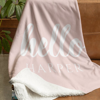 Modern minimale Pastel Pink Hallo und Sie nennen Fleecedecke