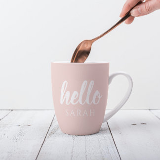 Modern minimale Pastel Pink Hallo und Sie nennen Milchtasse