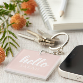 Modern minimale Pastel Pink Hallo und Sie nennen Schlüsselanhänger