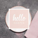 Modern minimale Pastel Pink Hallo und Sie nennen Serviette<br><div class="desc">Modern minimale Pastel Pink Hallo und Sie nennen</div>