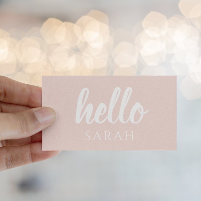 Modern minimale Pastel Pink Hallo und Sie nennen Visitenkarte (Von Creator hochgeladen)