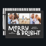 Modern minimale Typografie 3 Foto Weihnachtsspass Feiertagskarte<br><div class="desc">Mit dieser schönen,  modernen,  grafischen Schwarz-Weiß-Weihnachtskarte kann alles zwar nicht ruhig sein,  aber dennoch hell sein. Mit Platz für 3 quadratische Fotos,  in einer Auswahl von Farben erhältlich.</div>