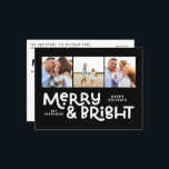 Modern minimale Typografie 3 Foto Weihnachtsspass Feiertagspostkarte<br><div class="desc">Mit dieser lustigen,  farbenfrohen Weihnachtskarte ist alles vielleicht nicht ruhig,  aber trotzdem hell. Mit Platz für 3 quadratische Fotos,  in einer Auswahl von Farben erhältlich.</div>