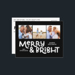 Modern minimale Typografie 3 Foto Weihnachtsspass Feiertagspostkarte<br><div class="desc">Mit dieser lustigen,  farbenfrohen Weihnachtskarte ist alles vielleicht nicht ruhig,  aber trotzdem hell. Mit Platz für 3 quadratische Fotos,  in einer Auswahl von Farben erhältlich.</div>