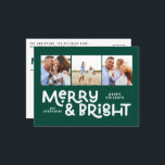 Modern minimale Typografie 3 Foto Weihnachtsspass  Feiertagspostkarte<br><div class="desc">Mit dieser lustigen,  farbenfrohen Weihnachtskarte ist alles vielleicht nicht ruhig,  aber trotzdem hell. Mit Platz für 3 quadratische Fotos,  in einer Auswahl von Farben erhältlich.</div>