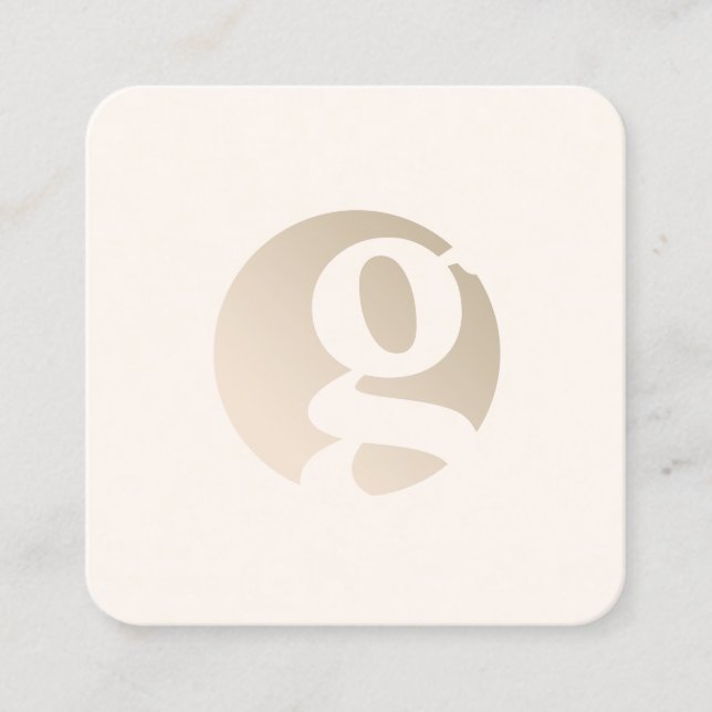 Modern minimales Goldbeige-Monogramm   Quadratische Visitenkarte (Vorderseite)