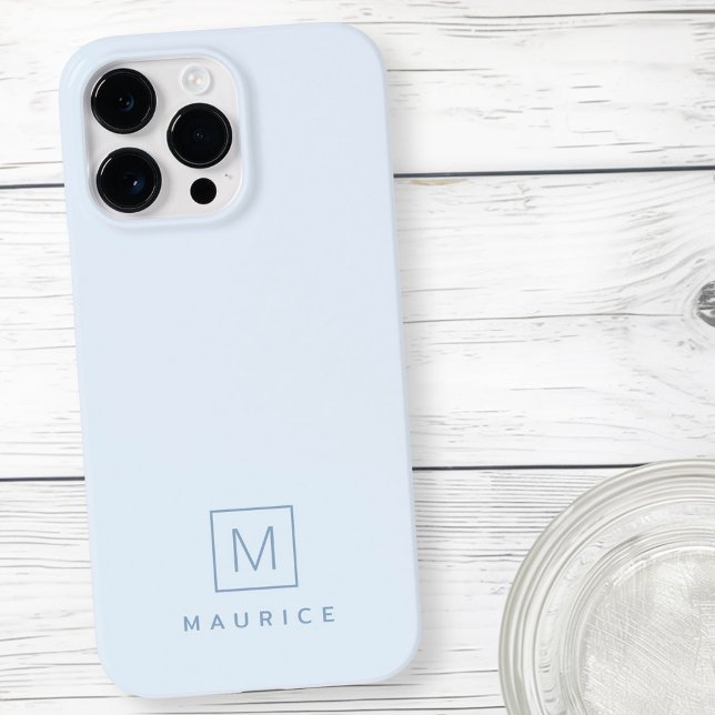 Modern minimales monogramm hellblau Case-Mate iPhone 14 pro max hülle (Modern minimal monogram light blue Case-Mate iPhone case)