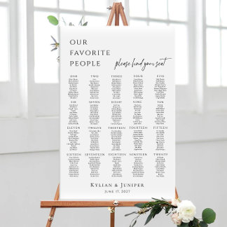 Modern minimalist 20 tables seating plan poster