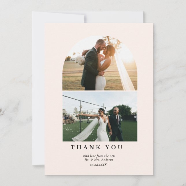 Modern Minimalist 3 Photo Thank You Dankeskarte (Vorderseite)