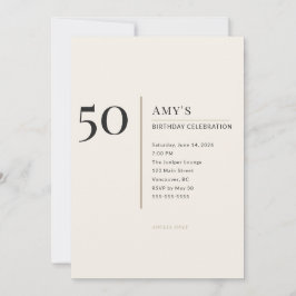Modern Minimalist 50th Adult Birthday Celebration Einladung