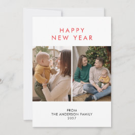 Modern Minimalist 5 Photo Collage New Year Feiertagskarte