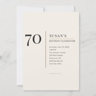 Modern Minimalist 70th Adult Birthday Celebration Einladung