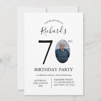 Modern Minimalist 70th Birthday Photo Einladung
