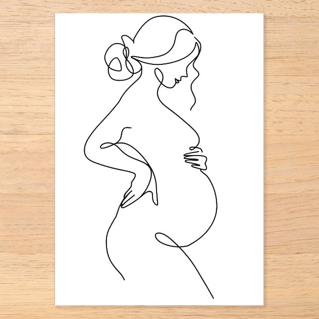 Modern Minimalist Abstract Line Art Drawing Poster Acryleinladungen (Vorderseite)