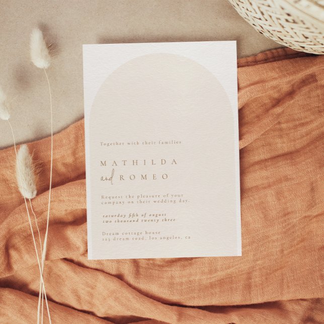 Modern minimalist arch beige wedding invitation  einladung (Von Creator hochgeladen)