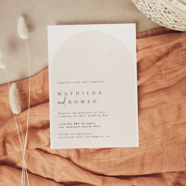 Modern minimalist arch beige wedding invitation  einladung (Von Creator hochgeladen)