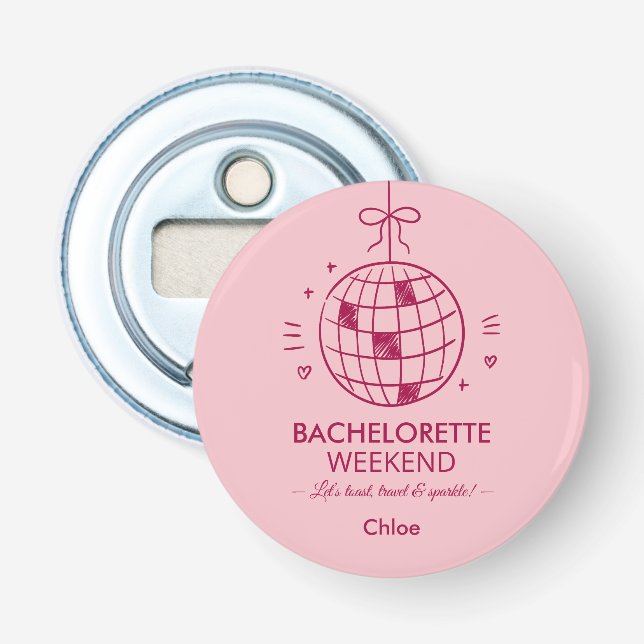 Modern Minimalist Bachelorette Weekend | Pink  Flaschenöffner (Vorderseite)