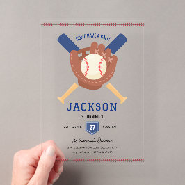 Modern Minimalist Baseball Batter Up Birthday Acryleinladungen
