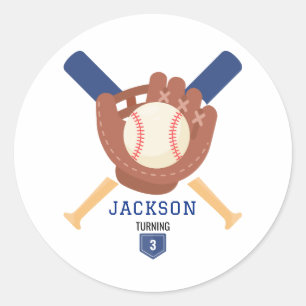 Modern Minimalist Baseball Batter Up Geburtstag Runder Aufkleber