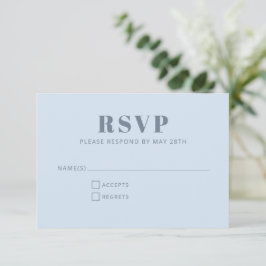 Modern Minimalist Bat Mitzvah Soft Blue Simple RSVP Karte