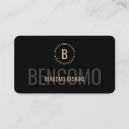 Modern Minimalist Black and Gold Monogram Visitenkarte