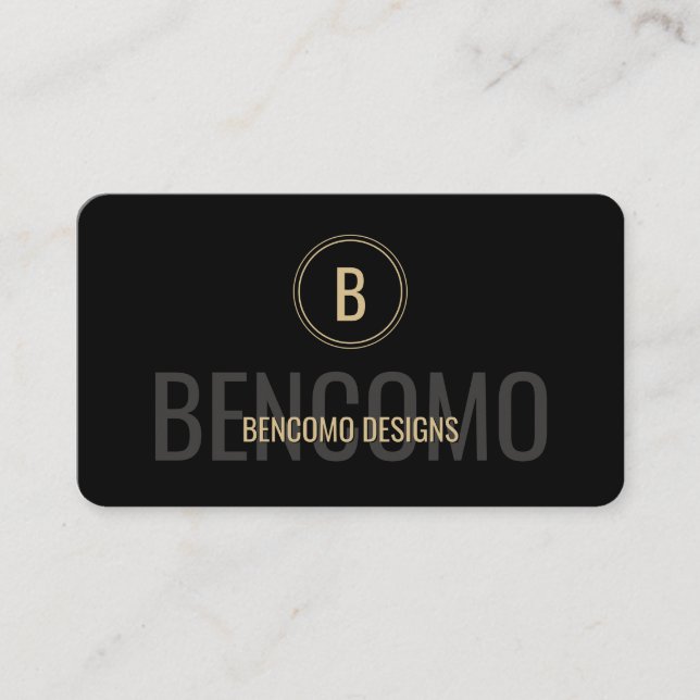 Modern Minimalist Black and Gold Monogram Visitenkarte (Vorderseite)