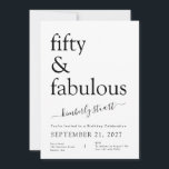 Modern Minimalist Black and White 50th Birthday Einladung<br><div class="desc">Modern Minimalist Black and White 50th Birthday “Fifty and Fabulous” 50th Birthday Party Invitation – Modern, Elegant & Customizable Celebrate turning Fifty and Fabulous with this modern minimal 50th birthday party invitation, designed for anyone who loves clean lines, chic typography, and a stylish contemporary vibe. This editable template features a...</div>