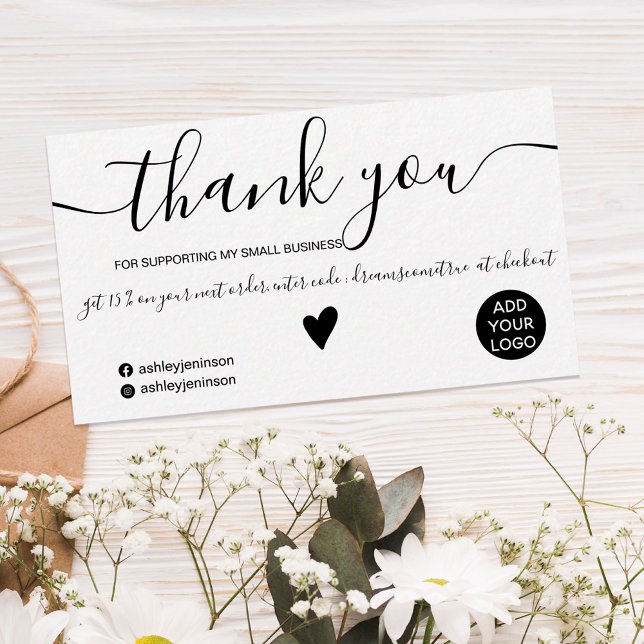 Modern minimalist black and white order thank you visitenkarte (Von Creator hochgeladen)