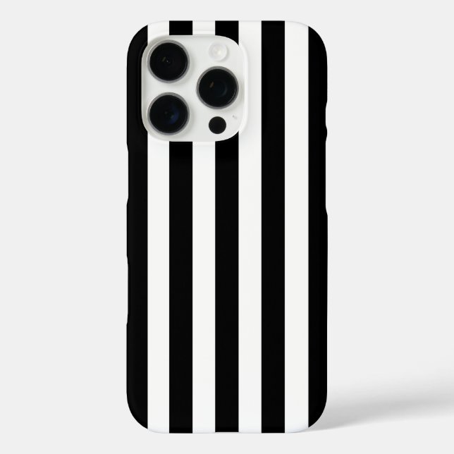 Modern Minimalist Black and White Stripes iPhone 16 Pro Hülle (Rückseite)
