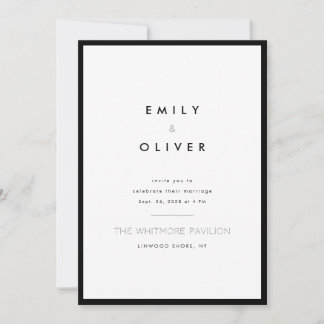 Modern Minimalist Black and White Wedding Einladung