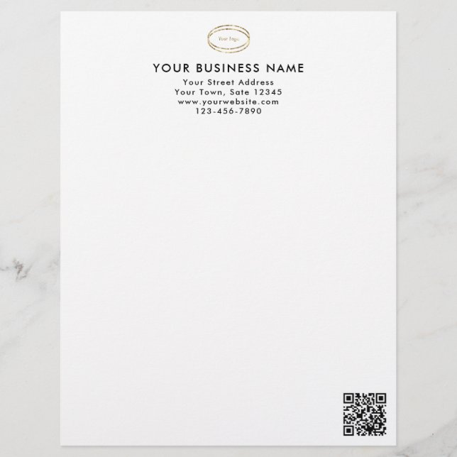 Modern Minimalist Black QR Code Business Logo Briefbogen (Vorderseite)