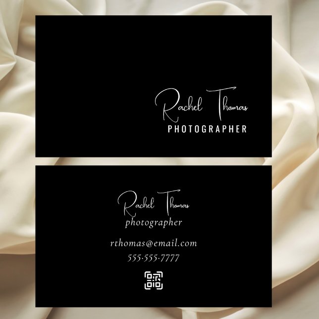 Modern Minimalist Black & White QR Code Elegant Visitenkarte (Von Creator hochgeladen)