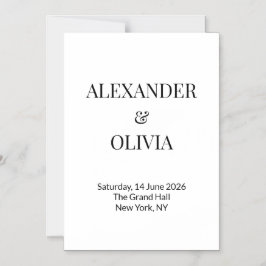 Modern Minimalist Black White Wedding Invitation Magneteinladung